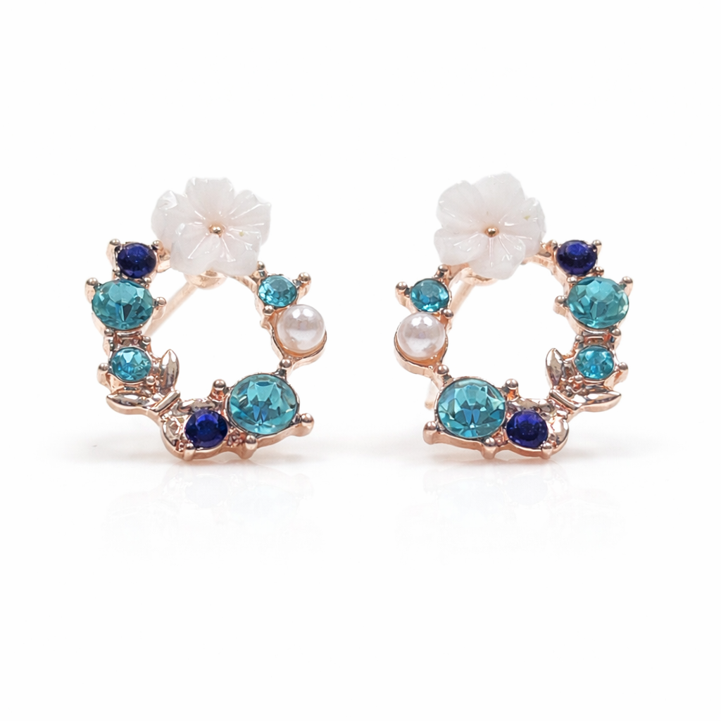 The Riviera Bloom Studs in Azure