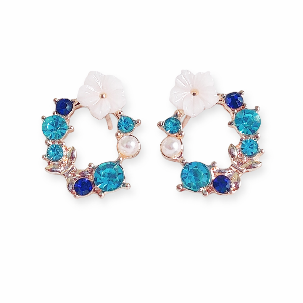 The Riviera Bloom Studs in Azure