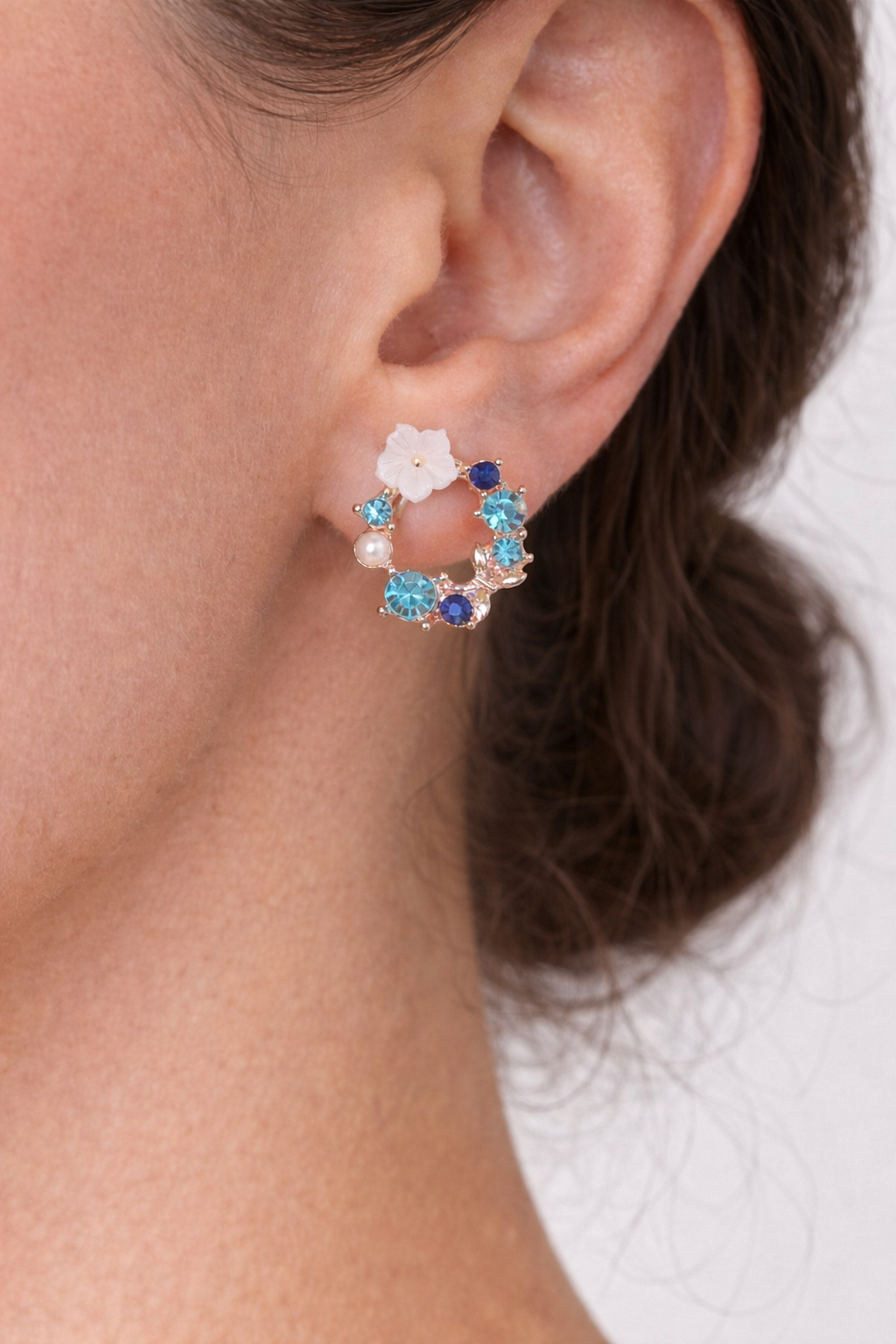 The Riviera Bloom Studs in Azure