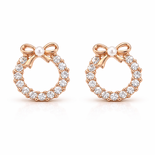 Noelle Christmas Wreath Studs in Silver