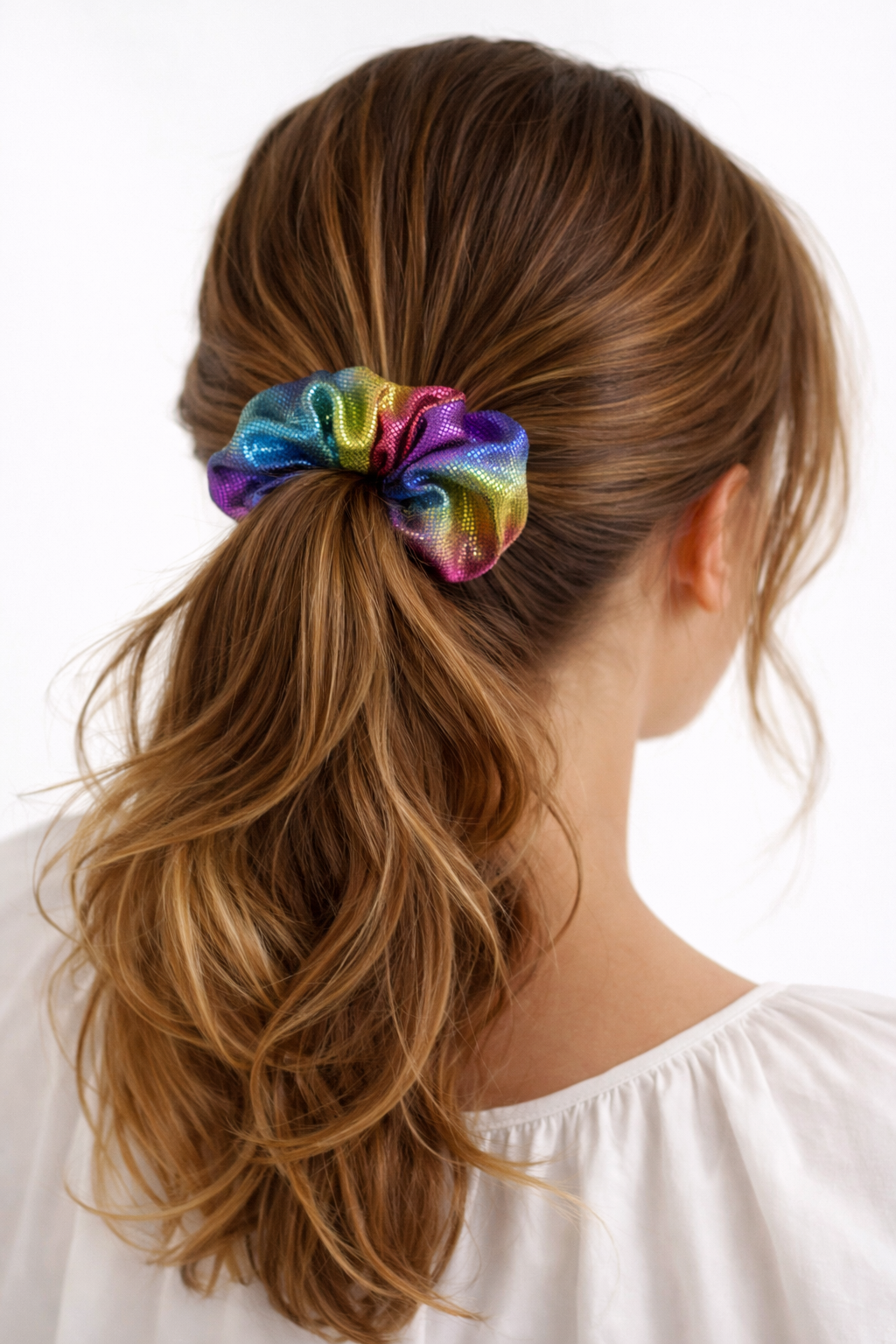 Shimmery Scrunchie in Cosmic Swirl