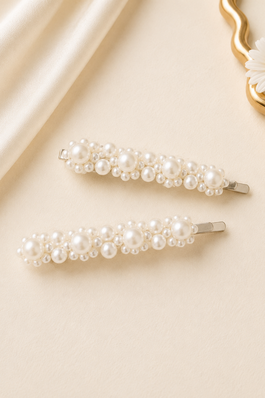 Lottie Silver Pearl Hair Slides