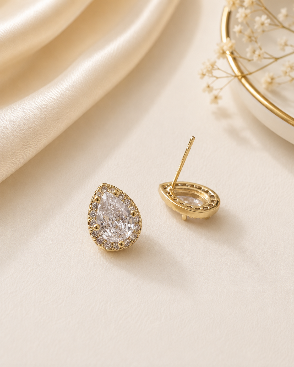 The 'Sunset Champagne' Studs in Gold