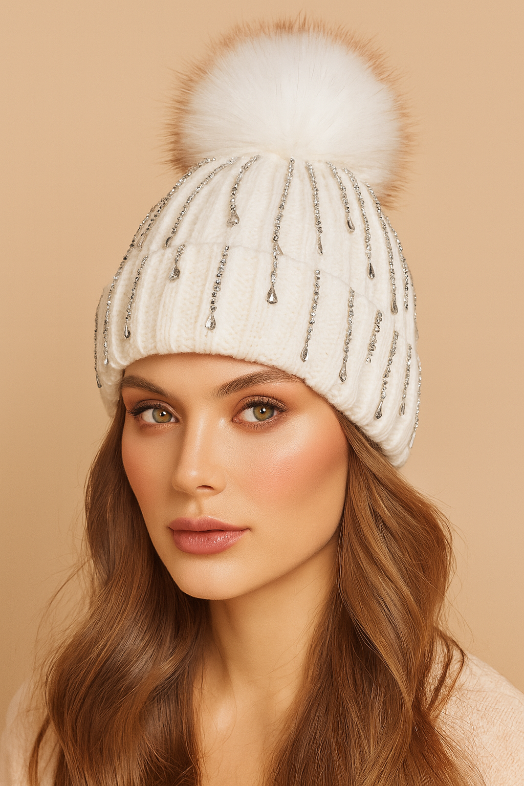 Fiora Sparkly Winter Pom Hat