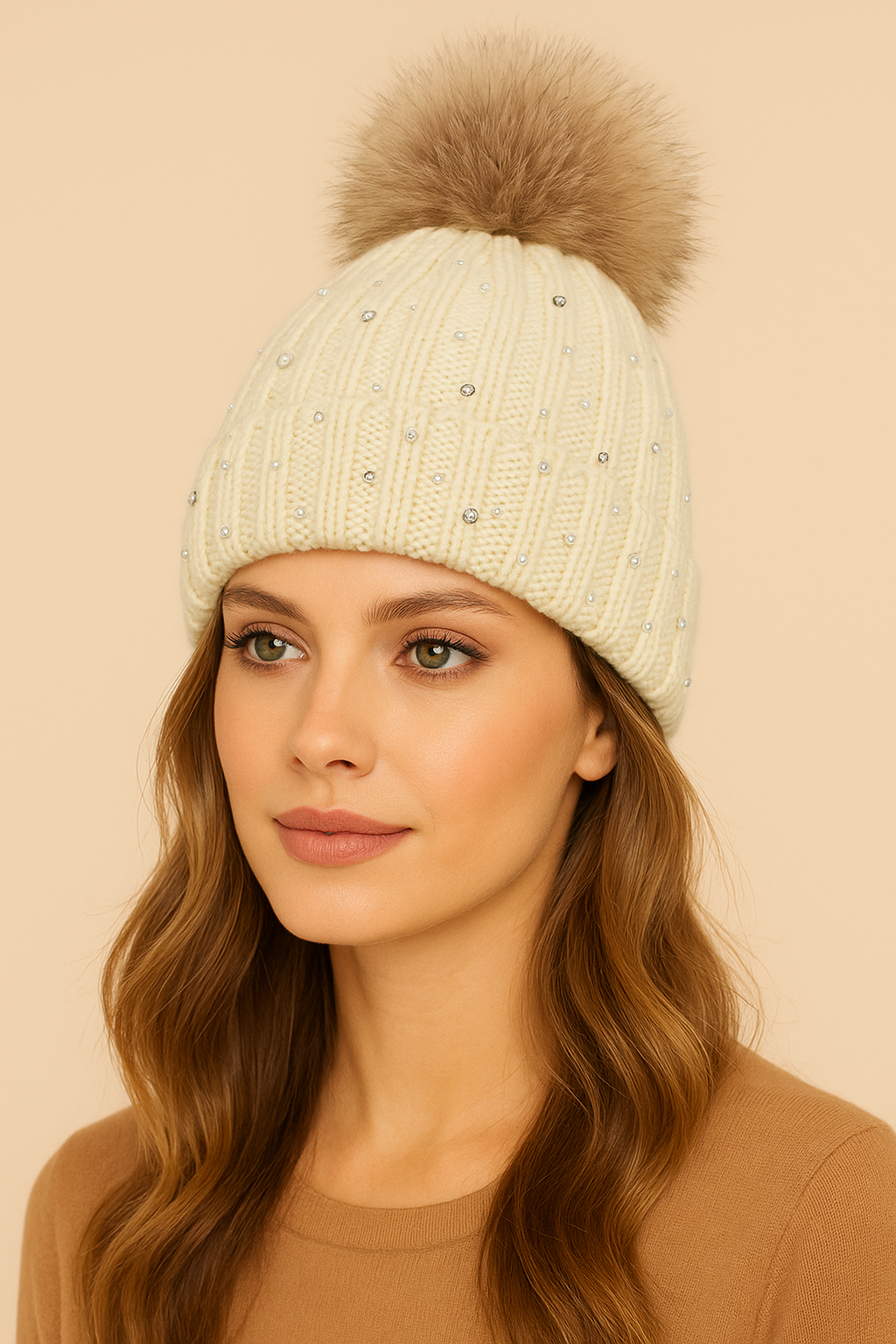 Fiora Sparkly Winter Pom Hat