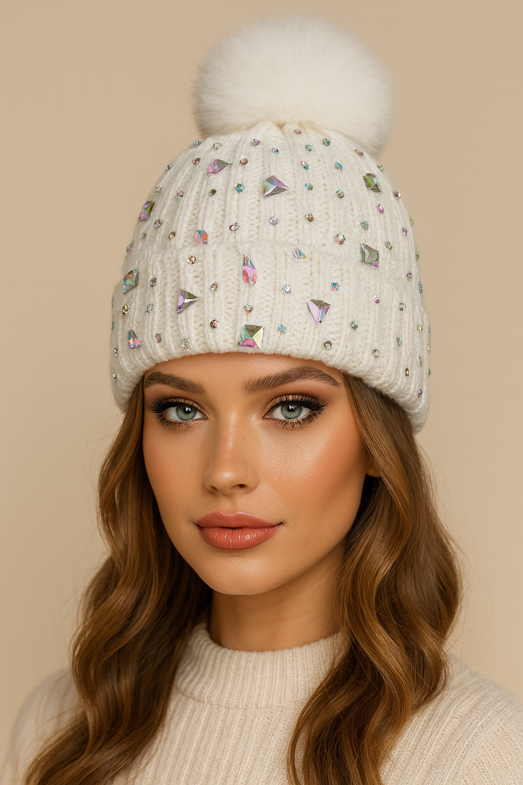Fiora Sparkly Winter Pom Hat