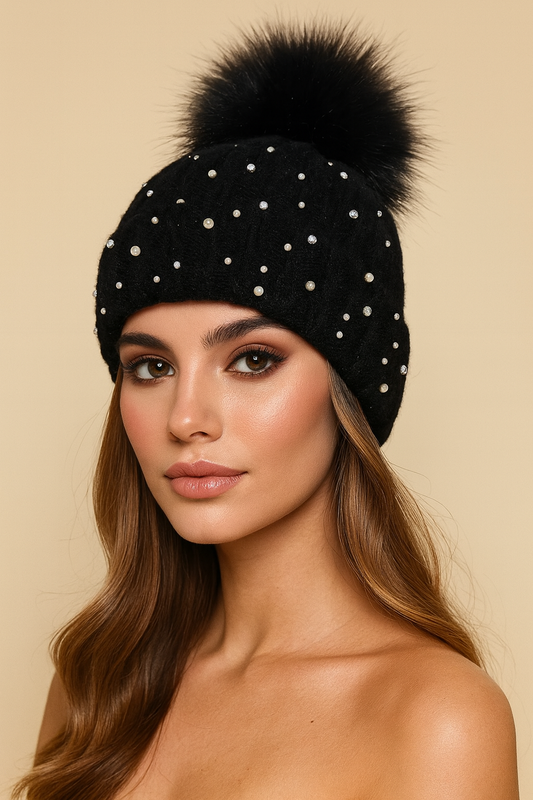 Fiora Sparkly Winter Pom Hat