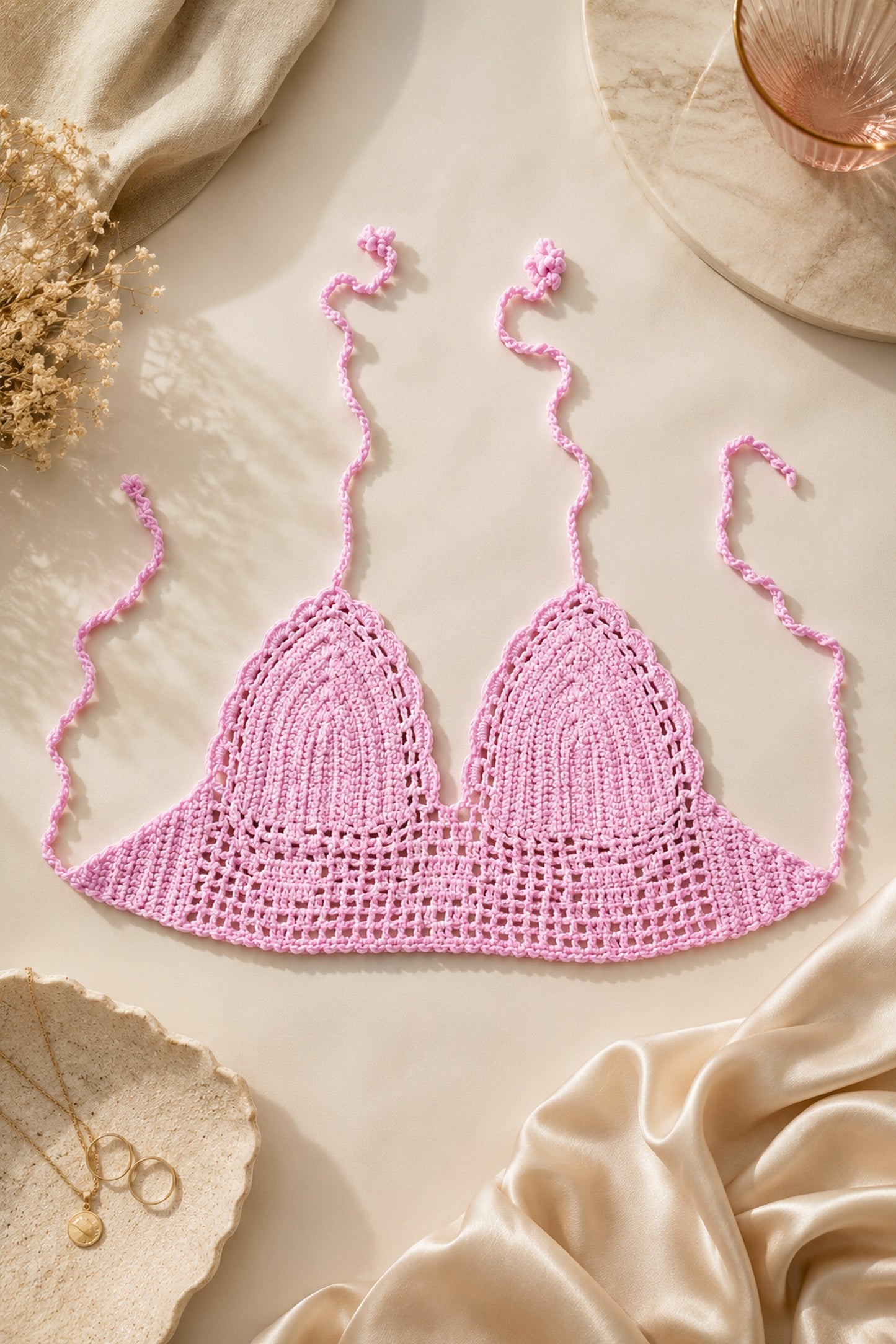 Tianna Crochet Top in Bali Blush
