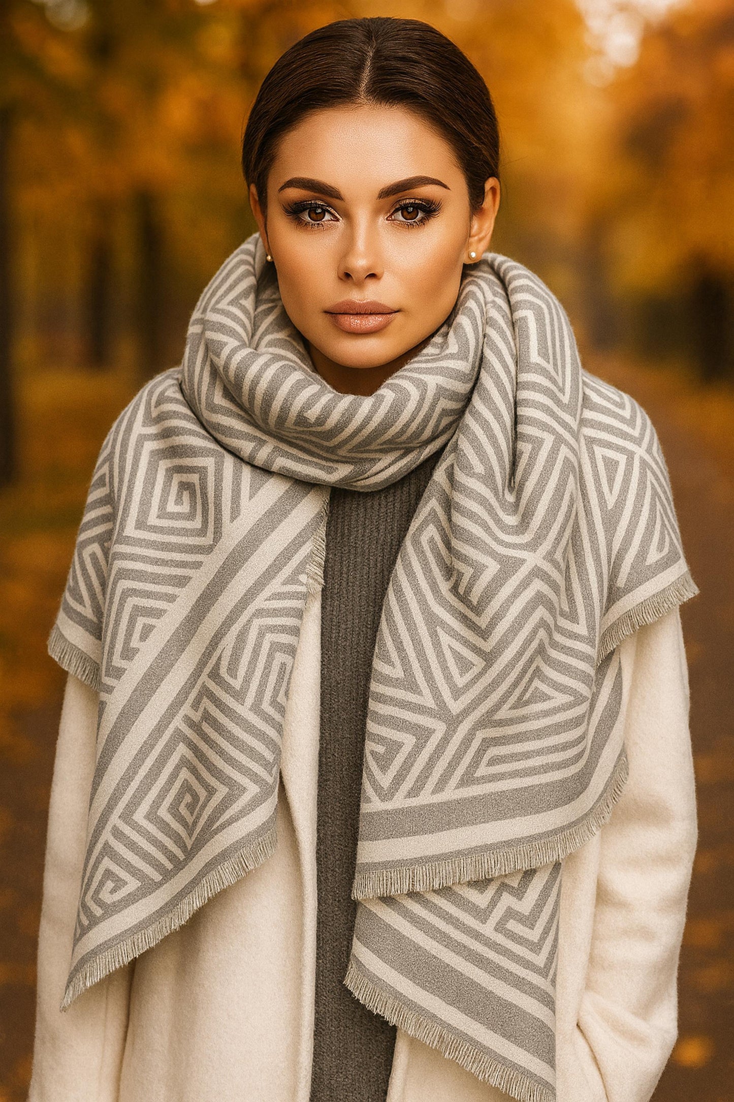 Alia Wrap Scarf Shawl in Grey